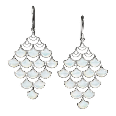 Koi Cascade Moving Mother of Pearl Show Stopper in silver with white mother of pearl I Jan Leslie Cufflinks and Accessories. 