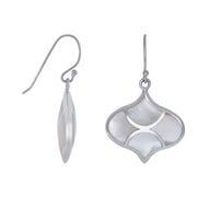 Moroccan lantern-shaped drop earrings with three white mother of pearl inlay panels