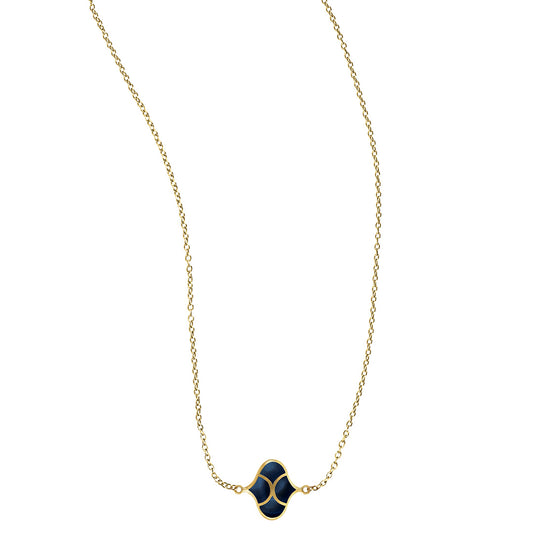 18k yellow gold Koi Cascade pendant necklace with deep black onyx inlay 