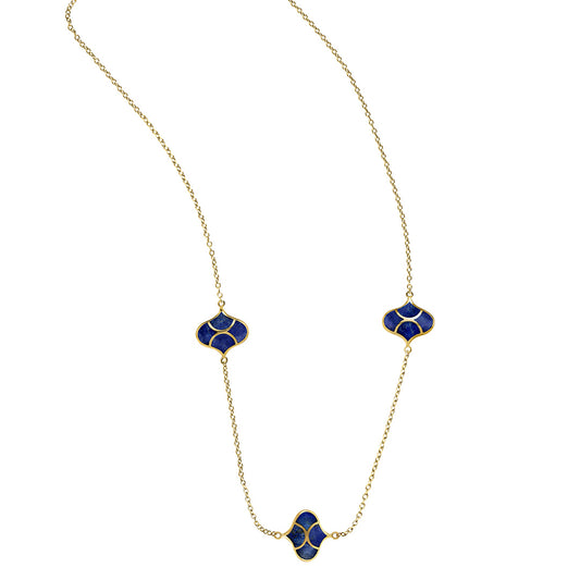 18k gold vermeil Koi Cascade station necklace with lapis lazuli inlay