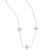 Sterling silver Koi Cascade station necklace with white mother of pearl inlay 
