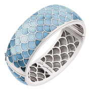 Koi Cascade Mother of Pearl Wide Sterling Silver Bangle Bracelet in blue mother of pearl on sterling silver I Jan Leslie Cufflinks and Accessories. 
