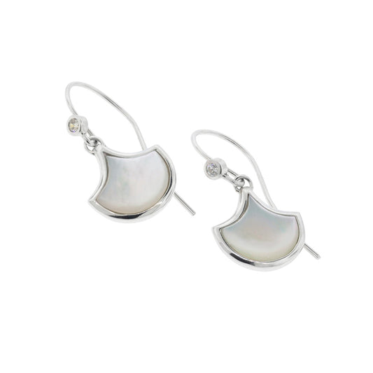Koi Cascade Dangle Mother of Pearl Sterling Silver Earrings in white mother of pearl on silver I Jan Leslie Cufflinks and Accessories. 