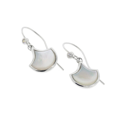 Koi Cascade Dangle Mother of Pearl Sterling Silver Earrings in white mother of pearl on silver I Jan Leslie Cufflinks and Accessories. 
