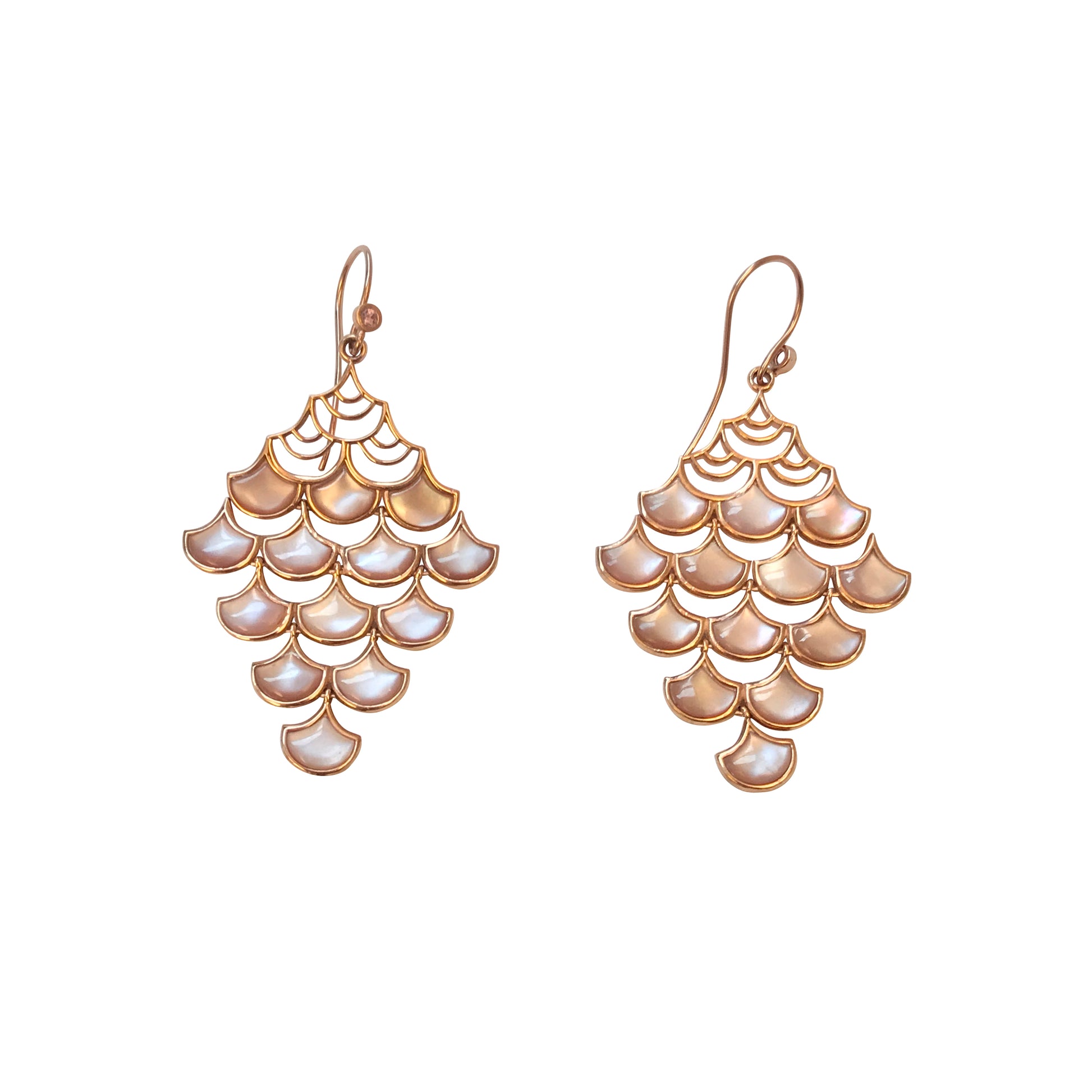Koi Cascade Moving Mother of Pearl Show Stopper in rose gold pink with pink mother of pearl rose quartz I Jan Leslie Cufflinks and Accessories. 