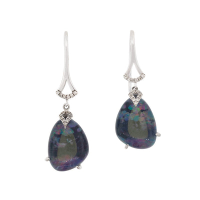 Koi Cascade Abstract Blue Opal Sterling Silver Earrings I Jan Leslie Cufflinks and Accessories. 