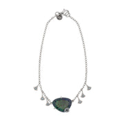 Freeform Azurite-Malachite Cabochon & Aquamarine Fan Charm Diamond Accent Sterling Silver Necklace — Jan Leslie Cufflinks and Accessories