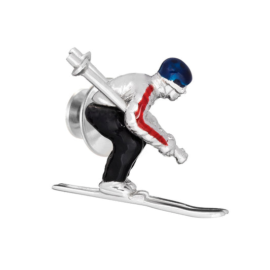 Moving Skier Sterling Silver Lapel Pin I Jan Leslie Cufflinks and Accessories.