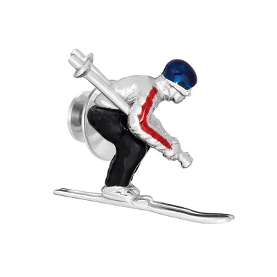 Moving Skier Sterling Silver Lapel Pin I Jan Leslie Cufflinks and Accessories. 