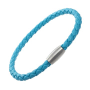 Turquoise braided leather bracelet with silver magnetic clasp