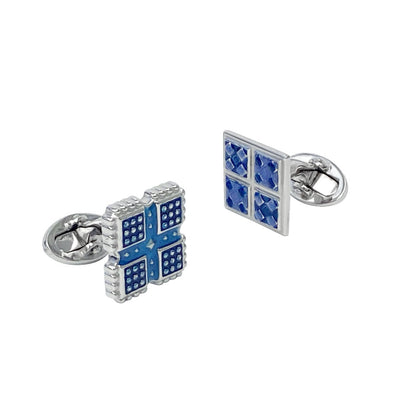 mismatched blue cufflinks