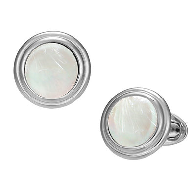 Gemstone Button Cufflinks with Thick Sterling Silver Border - Jan Leslie Cufflinks and Accessories