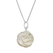 pearl white Large Gemstone Rose Pendant - Jan Leslie Cufflinks and Accessories 