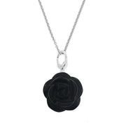 Black Large Gemstone Rose Pendant - Jan Leslie Cufflinks and Accessories