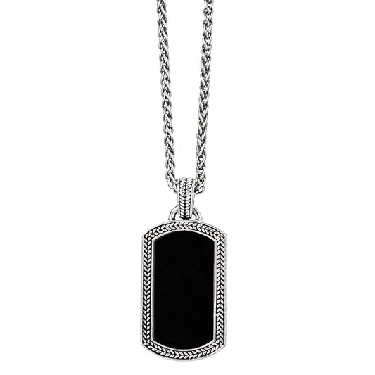 Black Onyx Gemstone Plaque Sterling Silver Pendant Necklace I Jan Leslie Cufflinks and Accessories