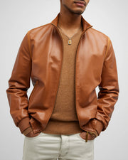 Male model wearing Tiger's Eye Gemstone Plaque Sterling Silver Pendant Necklace.