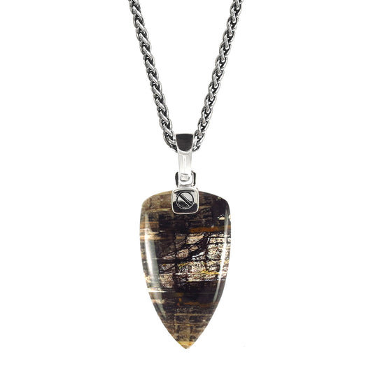 Small Petrified Wood Fossil One-of-a-Kind Arrow Pendant Sterling Silver Necklace I Jan Leslie Cufflinks and Accessories. 