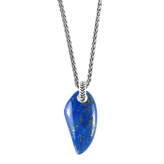 Lapis Gemstone Horn Sterling Silver Pendant Necklace I Jan Leslie Cufflinks and Accessories. 