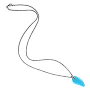 Full view of the Turquoise Gemstone Horn Sterling Silver Pendant Necklace by Jan Leslie of NYC. 