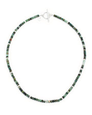 Emerald Beaded Necklace with Sterling Silver Accents and Toggle Closure I Jan Leslie Cufflinks and Accessories. 