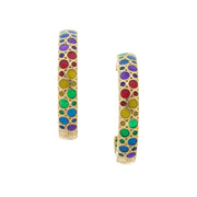 Orb Hoop Mother of Pearl & Enamel 18K Gold Vermeil Sterling Silver Earrings in rainbow I Jan Leslie Cufflinks and Accessories.  