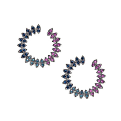 Pavé Gemstone Hoop Sterling Silver in blue and pink topaz in silver I Jan Leslie Cufflinks and Accessories. 