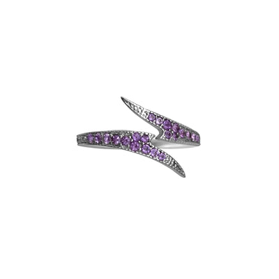 Stardust Pavé Seagrass Petal Wrap Sterling Silver Ring in amethyst I Jan Leslie Cufflinks and Accessories. 
