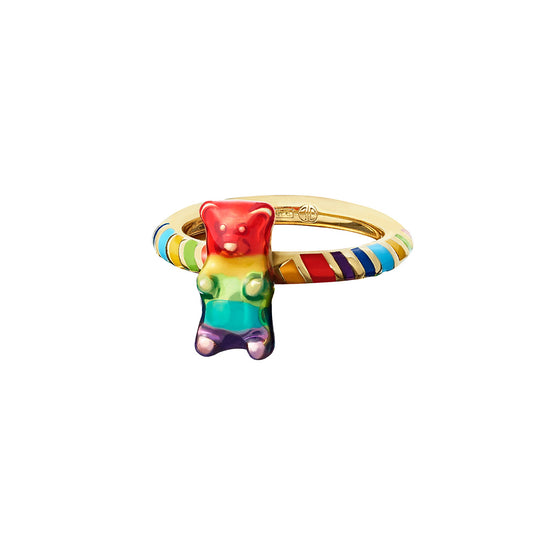 SINGLE Rainbow Gummy Bear Sterling Silver Ring with 18K Gold Vermeil I Jan Leslie Cufflinks and Accessories.