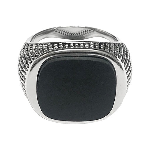 Sterling Silver Cross Etched Black Onyx Ring – Jan Leslie
