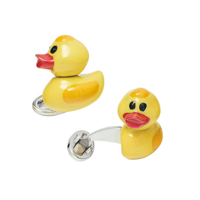 Ducky Bobble Head Sterling Silver & Hand Painted Enamel Cufflinks I Jan Leslie Cufflinks and Accessories. 