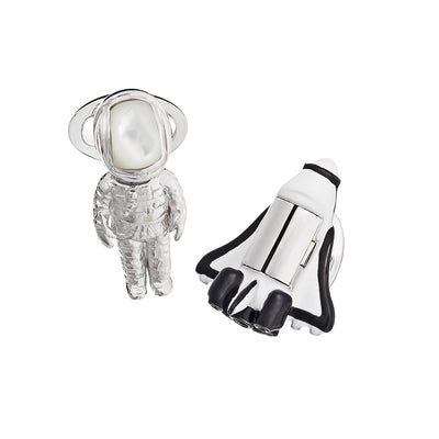 Shuttle & Astronaut Bobble Head Sterling Silver & Gemstone Cufflinks | Jan Leslie Cufflinks and Accessories. 