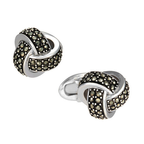 Marcasite Pave Knot Cufflinks - Jan Leslie Cufflinks and Accessories