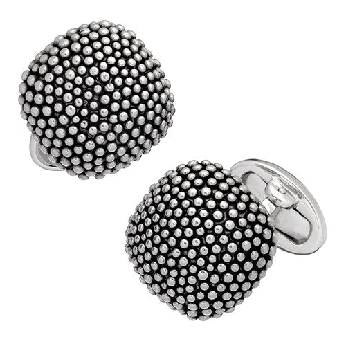 Soft Square Domed Silver Cufflinks with Granulation - Jan Leslie Cufflinks and Accessories