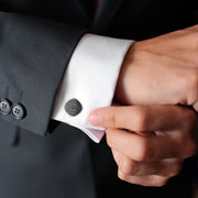Soft Square Domed Sterling Silver Cufflinks with Granulation