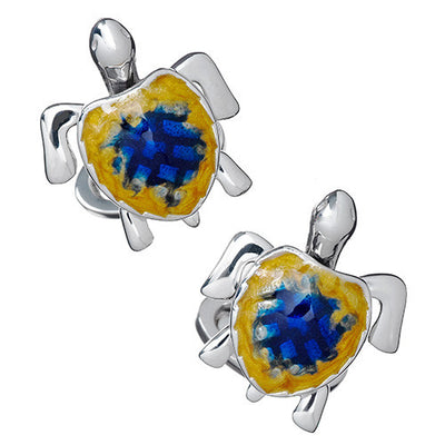 Enamel Moving Sea Turtle Cufflinks - Jan Leslie Cufflinks and Accessories