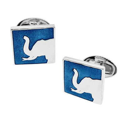 Square Elephant Silhouette Cufflinks with blue background I Jan Leslie Cufflinks and Accessories
