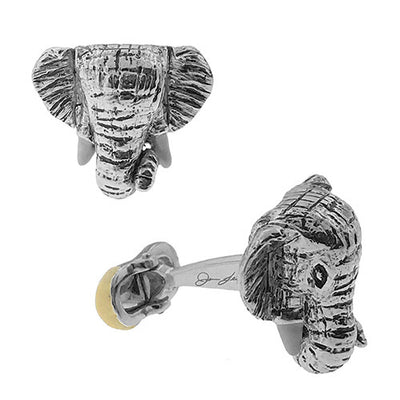 Sterling Silver Elephant with Peanut Cufflinks - Jan Leslie Cufflinks and Accessories