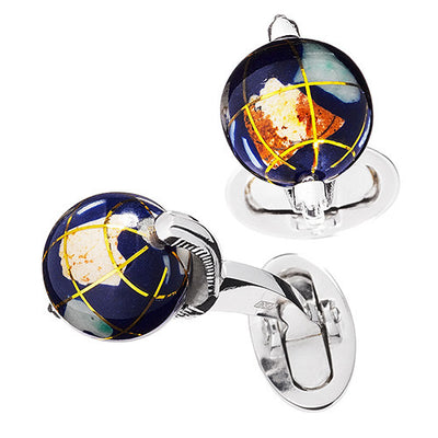 Spinning Globe Lapis Cufflinks by Jan Leslie