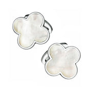 Four Leaf Clover Gemstone and Sterling Silver Cufflinks with mother of pearl inlay I Jan Leslie Cufflinks and Accessories. 