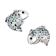 Koi Fish with Mother of Pearl & Sterling Silver Cufflinks with abalone inlay  I Jan Leslie Cufflinks and Accessories. 