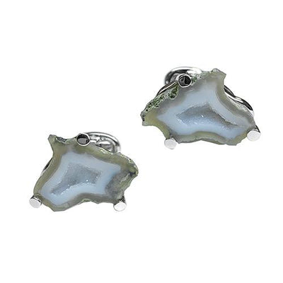 Geode Druzy Crystallized Gemstone Sterling Silver Cufflinks in Snow Ecru I Jan Leslie Cufflinks and Accessories. 