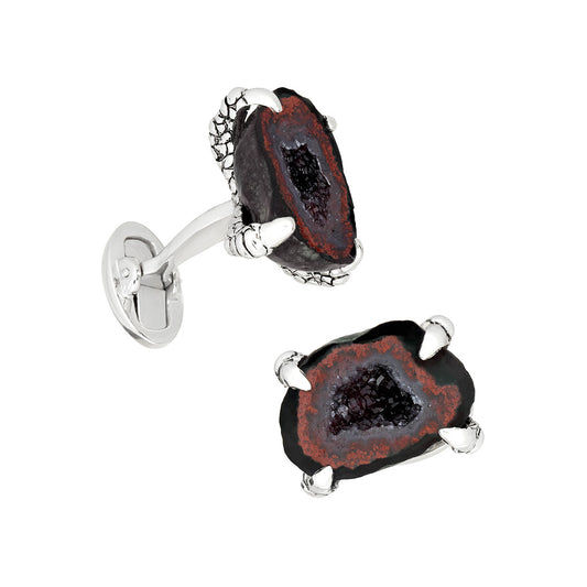 Agate Druzy Geode Claw Sterling Silver Cufflinks  I Jan Leslie