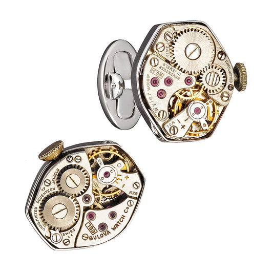 Vintage Watch Movements Sterling Cufflinks