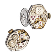 Octagonal vintage Bulova watch movement cufflink