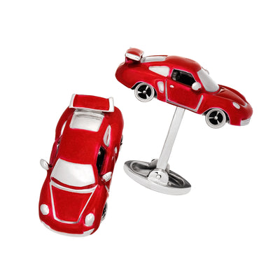 Sports Car Sterling Silver Cufflinks in red I Jan Leslie Cufflinks and Accessories. 