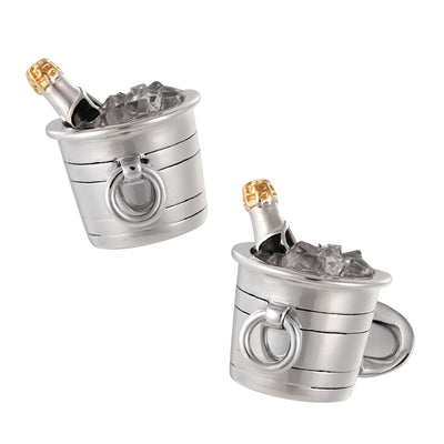 Champagne Bottle Sterling Silver Cufflinks I Jan Leslie Cufflinks and Accessories. 