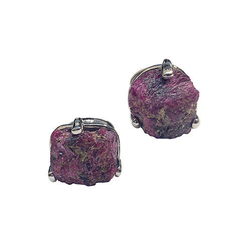 Raw Ruby Gemstone Sterling Silver Cufflinks Cufflinks Jan Leslie Cufflinks and Accessories Shiny Silver-2 Jan Leslie