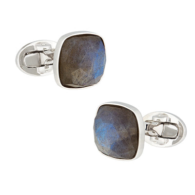 Labradorite Faceted Soft Square Sterling Silver Cufflinks - Jan Leslie Cufflinks and Accessories