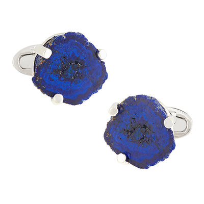 Azurite Druzy Sterling Silver Cufflinks - Jan Leslie Cufflinks and Accessories