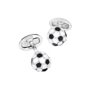 3D black and white enamel soccer ball sterling silver cufflinks — Jan Leslie